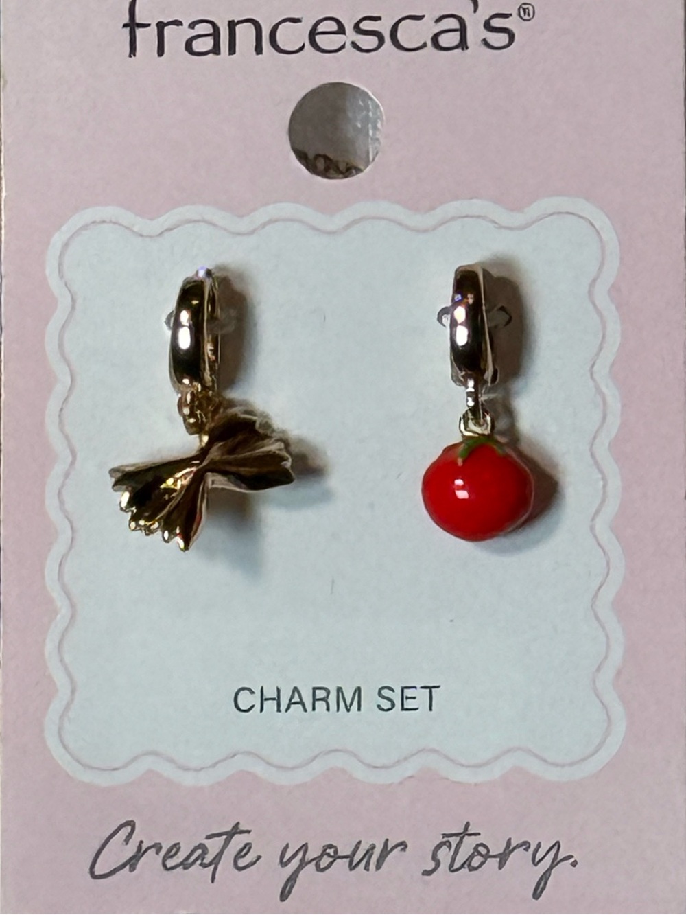 Francesca's Collections Red Tomato & Bow Pasta Charm  Set